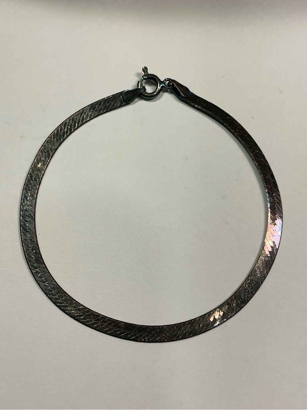 Sterling Silver Flat Herringbone Design Bracelet. 7.25 inches long